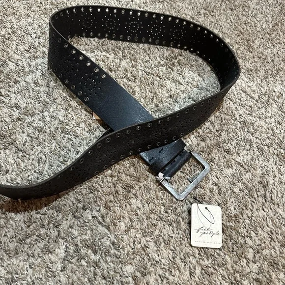 Free People | Accessories | Free People Black Textured Belt 